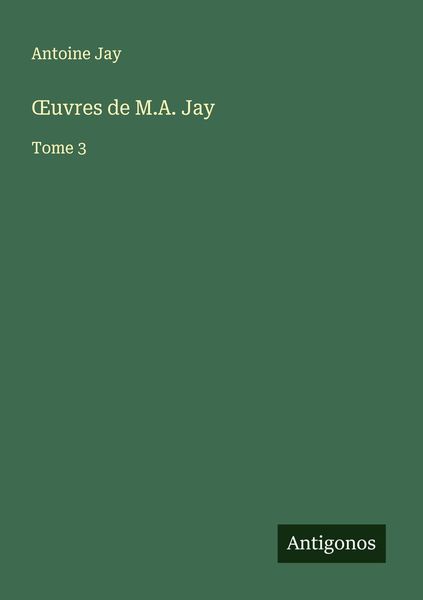 Produktbild: &iquest;uvres de M.A. Jay