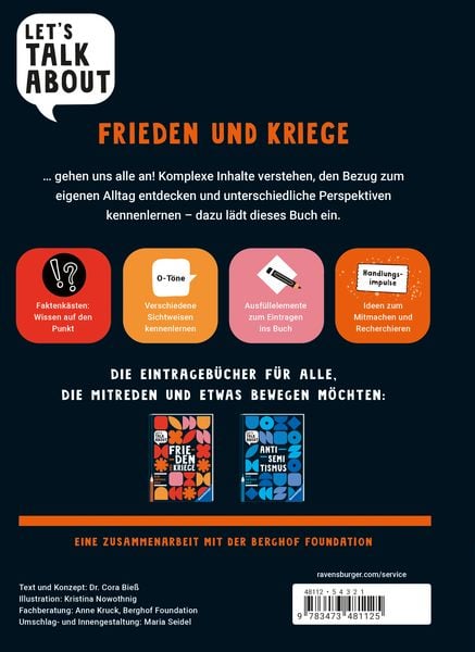 Produktbild: Let's talk about - Frieden und Kriege. Dein Eintragebuch