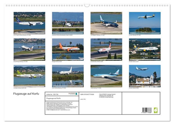 Produktbild: Flugzeuge auf Korfu (Wandkalender 2026 DIN A2 quer), CALVENDO Monatskalender