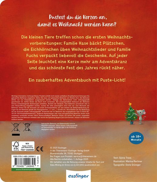 Produktbild: Mein Puste-Licht-Buch: Advent, Advent, ein Lichtlein brennt
