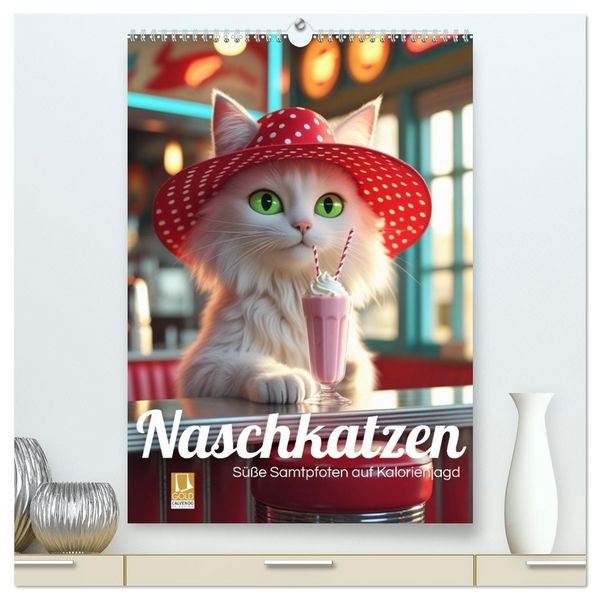 Produktbild: Naschkatzen &ndash; S&uuml;&szlig;e Samtpfoten auf Kalorienjagd (hochwertiger Premium Wandkalender 2027 DIN A2 hoch), Kunstdruck in Hochglanz