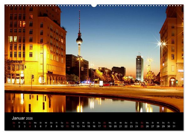 Produktbild: BERLIN ZUR BLAUEN STUNDE (hochwertiger Premium Wandkalender 2026 DIN A2 quer), Kunstdruck in Hochglanz