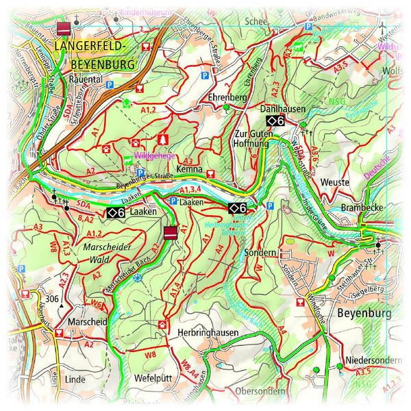Produktbild: Publicpress Rad- und Wanderkarte Wuppertal, Bergisches Land, Solingen, Remscheid 1:50.000