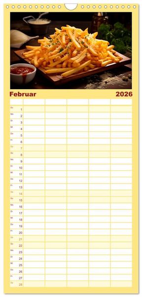 Produktbild: Familienplaner 2026 - Fastfood &Auml;sthetik mit 5 Spalten (Wandkalender, 21 x 45 cm) CALVENDO