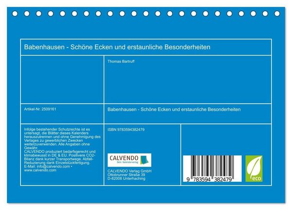 Produktbild: Babenhausen - Sch&ouml;ne Ecken und erstaunliche Besonderheiten (Tischkalender 2027 DIN A5 quer), CALVENDO Monatskalender