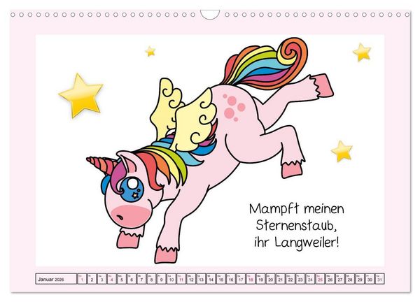 Produktbild: Unicorns. Einhorn-Spr&uuml;che und Weisheiten! (Wandkalender 2026 DIN A3 quer), CALVENDO Monatskalender
