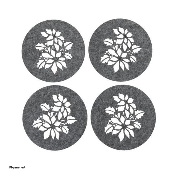 HTI-Living Platzset 4-teilig Filz mit Blumendruck Platzset 4-teilig Filz mit Blumendruck