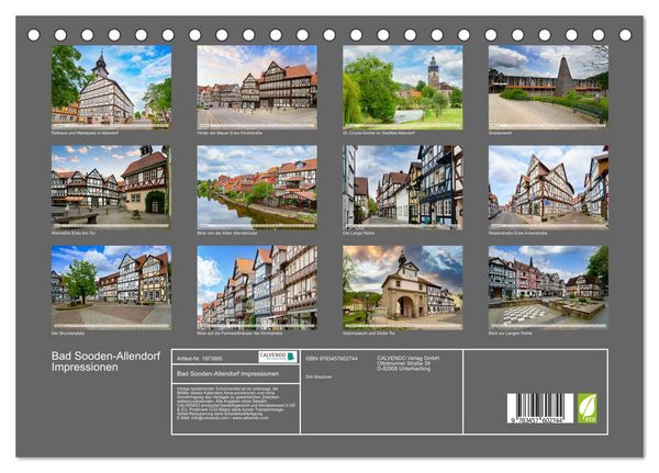 Produktbild: Bad Sooden-Allendorf Impressionen (Tischkalender 2026 DIN A5 quer), CALVENDO Monatskalender
