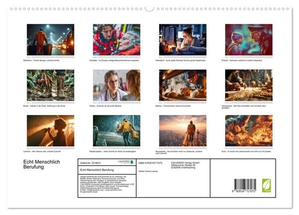 Produktbild: Echt Menschlich Berufung (hochwertiger Premium Wandkalender 2026 DIN A2 quer), Kunstdruck in Hochglanz