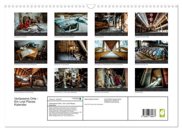 Produktbild: Verlassene Orte - Ein Lost Places Kalender (Wandkalender 2026 DIN A3 quer), CALVENDO Monatskalender