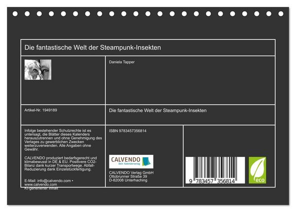 Produktbild: Die fantastische Welt der Steampunk-Insekten (Tischkalender 2026 DIN A5 quer), CALVENDO Monatskalender