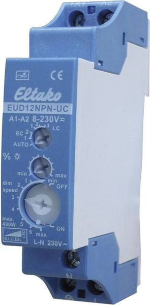 Eltako 21100806 Hutschienen Dimmer Geeignet für Leuchtmittel: Glühlampe, Energiesparlampe, Halogenlampe, Leuchtstofflampe, LED-Lampe Blau, Grau