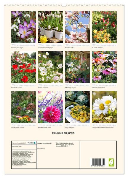 Produktbild: Heureux au jardin (Calendrier mural 2026 DIN A2 horizontal) calendrier de bureau