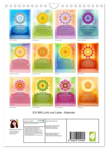 Produktbild: ICH BIN Licht und Liebe - Kalender (Wandkalender 2026 DIN A4 hoch), CALVENDO Monatskalender