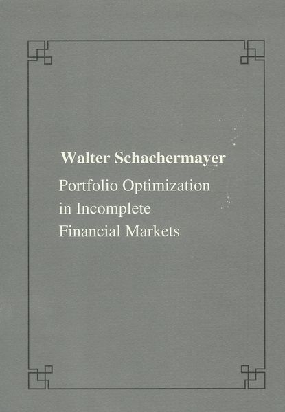 Produktbild: Portfolio optimizations in incomplete financial markets