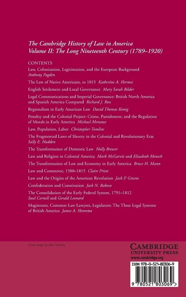 Produktbild: The Cambridge History of Law in America