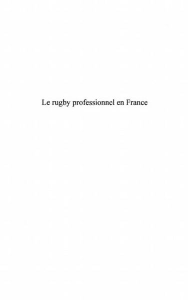 Produktbild: Le rugby professionnel en France
