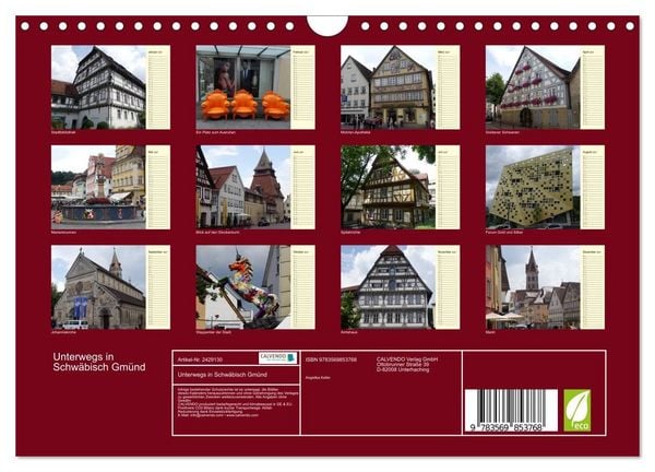 Produktbild: Unterwegs in Schw&auml;bisch Gm&uuml;nd (Wandkalender 2027 DIN A4 quer), CALVENDO Monatskalender