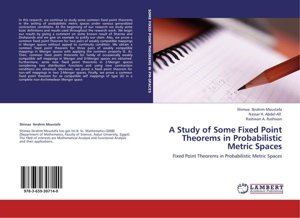 Produktbild: A Study of Some Fixed Point Theorems in Probabilistic Metric Spaces
