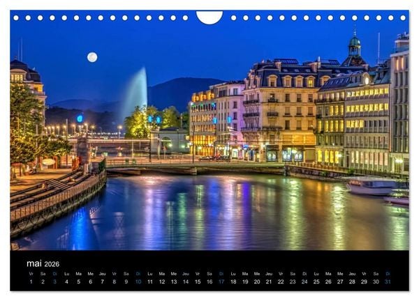 Produktbild: Cr&eacute;puscule sur Gen&egrave;ve (Calendrier mural 2026 DIN A4 vertical), CALVENDO calendrier mensuel