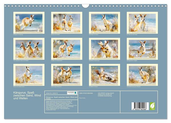 Produktbild: K&auml;ngurus. Spa&szlig; zwischen Sand, Wind und Wellen (Wandkalender 2027 DIN A3 quer), CALVENDO Monatskalender