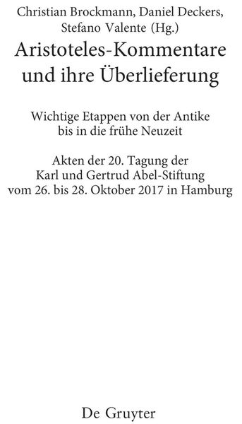 Produktbild: Aristoteles-Kommentare und ihre &Uuml;berlieferung