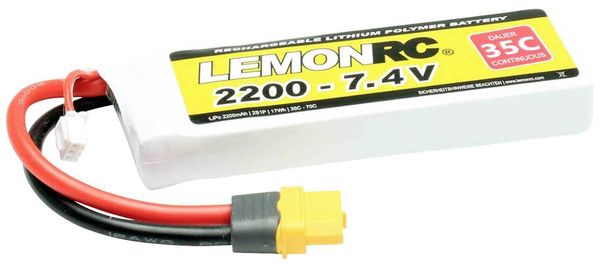 LemonRC Modellbau-Akkupack (LiPo) 7.4V 2200 mAh Zellen-Zahl: 2 35 C Softcase XT60