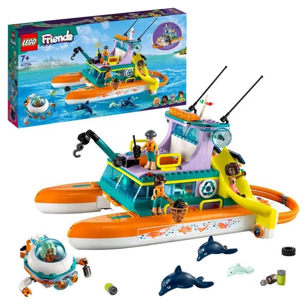 LEGO Friends 41734 Seerettungsboot Set, Spielzeug mit Tieren für Kinder