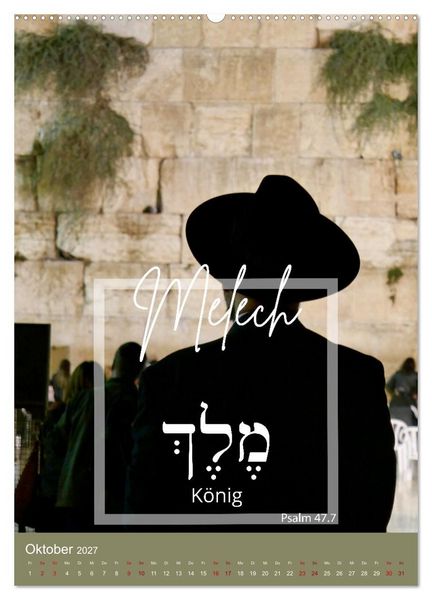 Produktbild: Israel und hebr&auml;ische Namen Gottes (Wandkalender 2027 DIN A2 hoch), CALVENDO Monatskalender