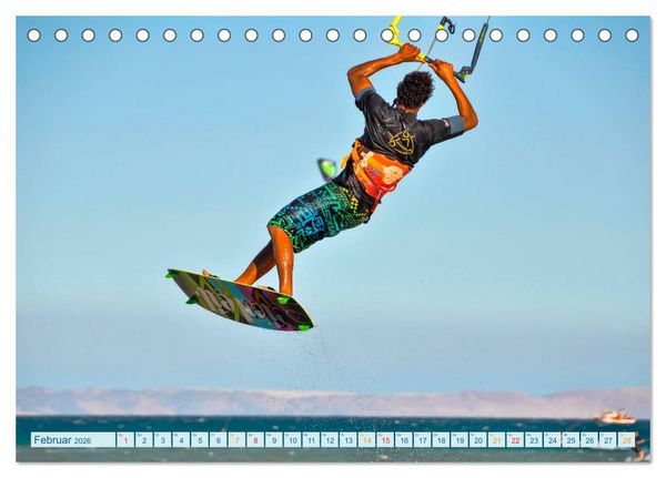 Produktbild: Kitesurfen - &uuml;ber den Wellen (Tischkalender 2026 DIN A5 quer), CALVENDO Monatskalender
