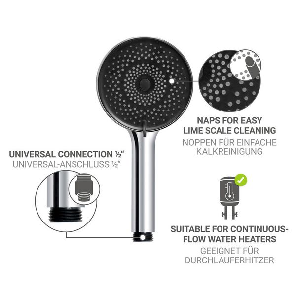 Produktbild: Brauseset Mod. Softwater, 70 cm, chrom, Edelstahl, mikrotropfen-technologie f&uuml;r sanftes duschen