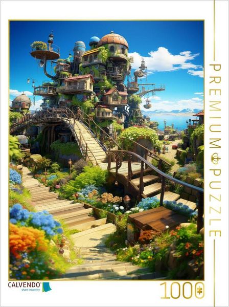 CALVENDO Puzzle Anime Manga Landschaft | 1000 Teile Lege-Größe 64x48cm Foto-Puzzle für glückliche Stunden