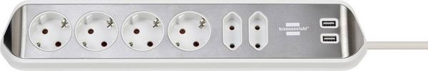 Produktbild: Brennenstuhl 1153590620 Tischsteckdose Silber, Wei&szlig; Schutzkontakt 1 St.