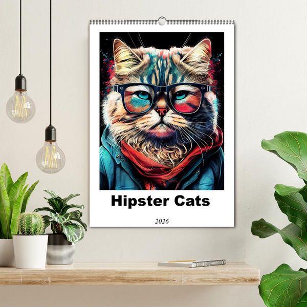 Produktbild: Hipster Cats (Wall Calendar 2026 DIN A2 portrait), CALVENDO 12 Month Wall Calendar