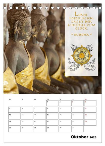 Produktbild: BUDDHAS ZITATE Buddhistische Weisheiten (Tischkalender 2026 DIN A5 hoch), CALVENDO Monatskalender