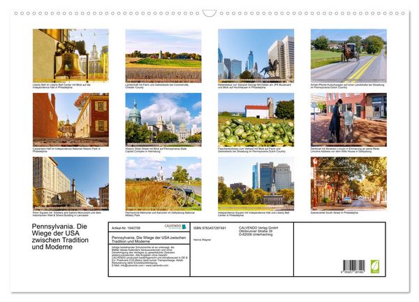 Produktbild: Pennsylvania. Die Wiege der USA zwischen Tradition und Moderne (Wandkalender 2026 DIN A2 quer), CALVENDO Monatskalender