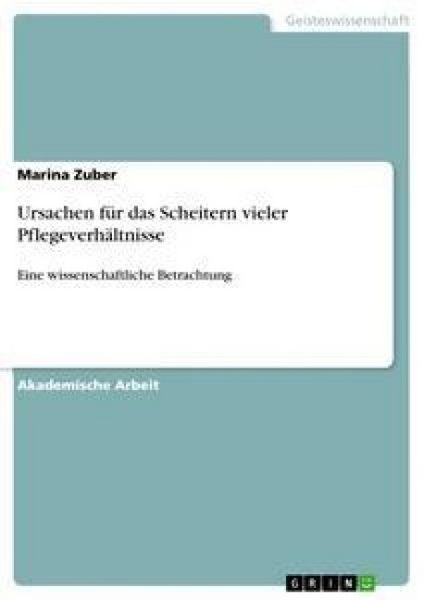 Produktbild: Ursachen f&uuml;r das Scheitern vieler Pflegeverh&auml;ltnisse