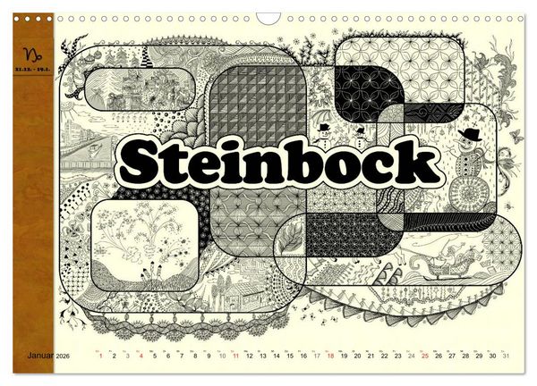 Produktbild: Tangle-Art, Sternzeichen mal anders (Wandkalender 2026 DIN A3 quer), CALVENDO Monatskalender