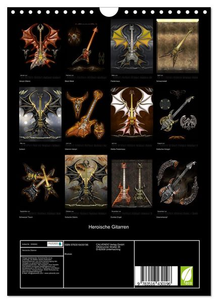 Produktbild: Heroische Gitarren (Wandkalender 2026 DIN A4 hoch), CALVENDO Monatskalender