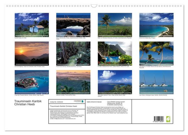 Produktbild: Trauminseln Karibik Christian Heeb (Wandkalender 2026 DIN A2 quer), CALVENDO Monatskalender