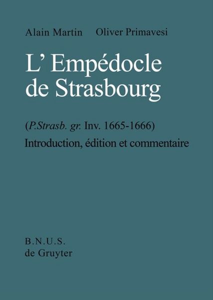 Produktbild: L' Empedocle de Strasbourg