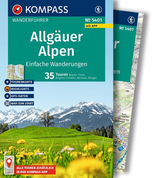 Produktbild: KOMPASS Wanderf&uuml;hrer Allg&auml;uer Alpen, einfache Wanderungen, 35 Touren mit Extra-Tourenkarte