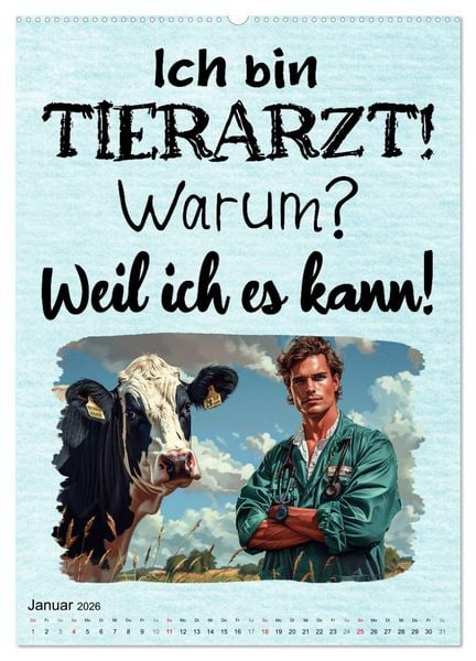 Produktbild: Tierarztspr&uuml;che (Wandkalender 2026 DIN A2 hoch), CALVENDO Monatskalender