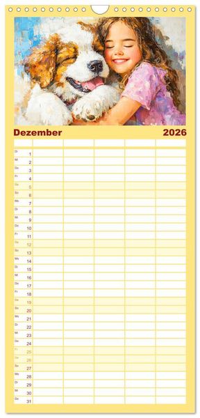 Produktbild: Familienplaner 2026 - Mensch und Hund. Herzensverbindungen mit 5 Spalten (Wandkalender, 21 x 45 cm) CALVENDO