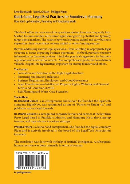 Produktbild: Quick Guide Legal Best Practices for Founders in Germany