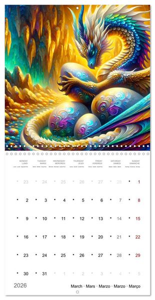 Produktbild: Moments d'amours de dragons (Calendrier mural carr&eacute; 2026 30x30 cm) Calendrier double avec une page pour vos prises de notes