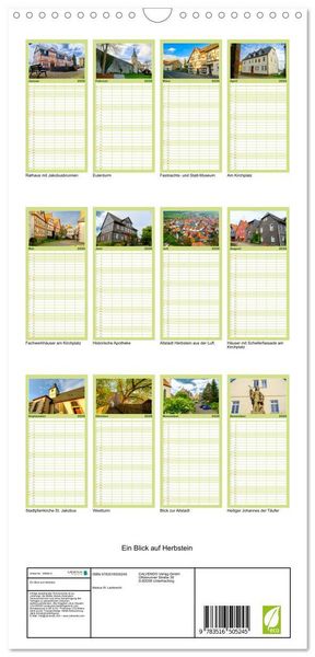 Produktbild: Familienplaner 2026 - Ein Blick auf Herbstein mit 5 Spalten (Wandkalender, 21 x 45 cm) CALVENDO