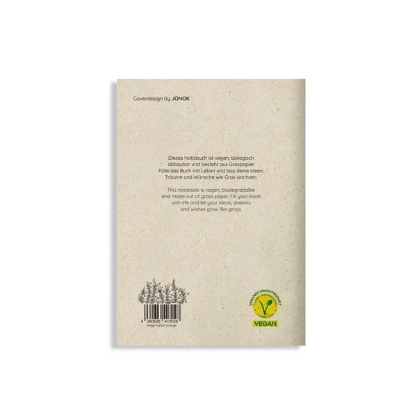 Produktbild: Notizheft A5 blanko aus Graspapier &ndash; Maya &ndash; Farbe: Orange &ndash; matabooks