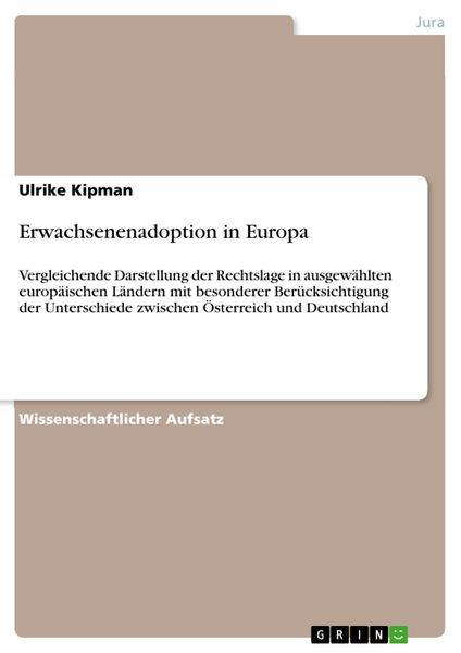 Produktbild: Erwachsenenadoption in Europa