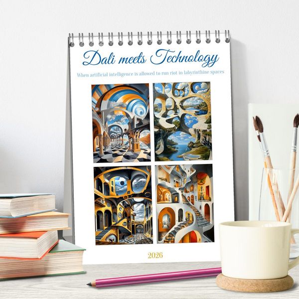 Produktbild: Dali meets Technology (Desk Calendar 2026 DIN A5 portrait), CALVENDO 12 Month DeskCalendar